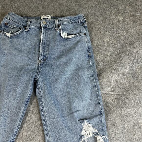 Agolde Jeans Womens 28 Blue Denim Wilder Mid Rise Straight Distressed Organic - Picture 2 of 12